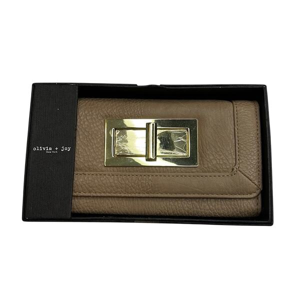 Olivia + Joy Camel Brown Pebbled Leather Wallet w/ Gold Hardware, NWT - Picture 1 of 7